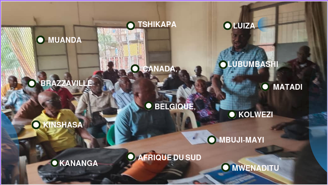 Carte des branches de LLEG International en RDC, Afrique du Sud, Canada et Belgique